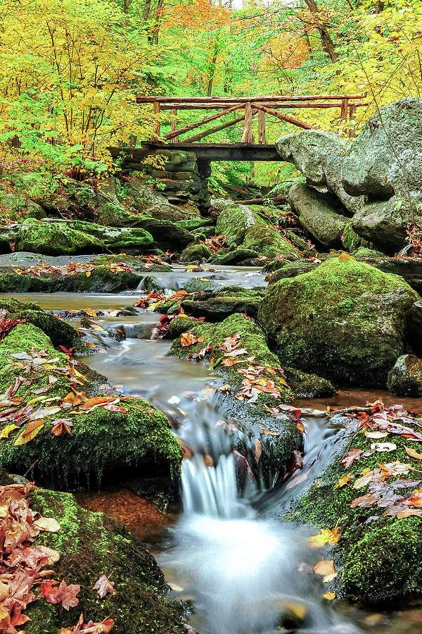 Nature Photograph - Bridge In The Woods - Macedonia Brook Kent CT by Photos by Thom