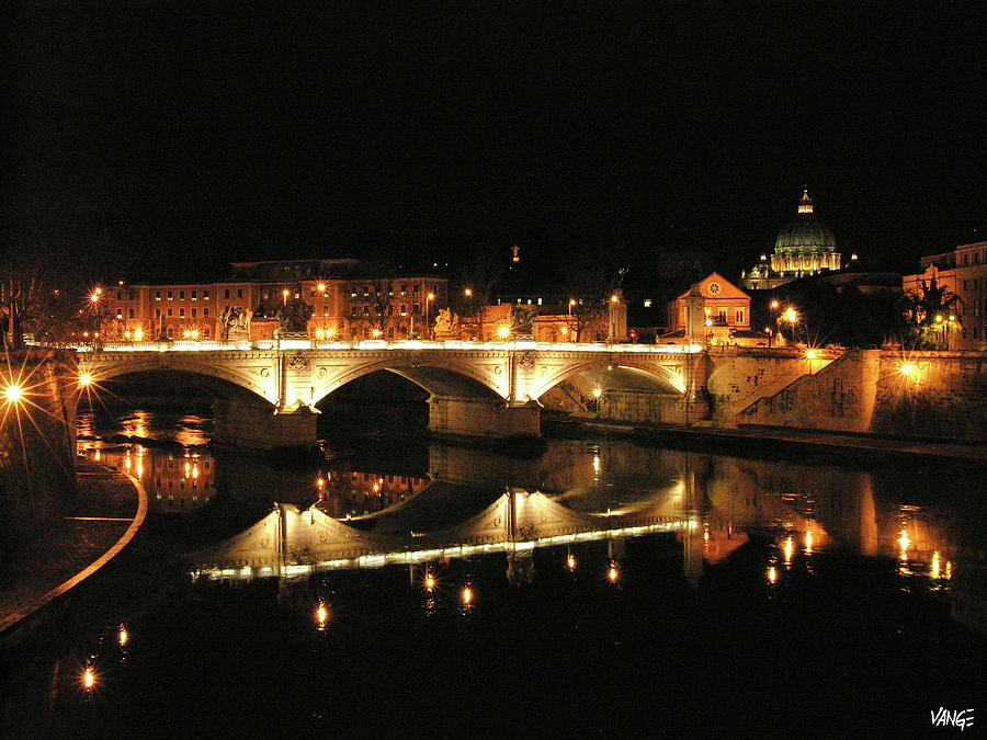Italy Photograph - Bridge of Angels and Saint Peters by Vange Logan