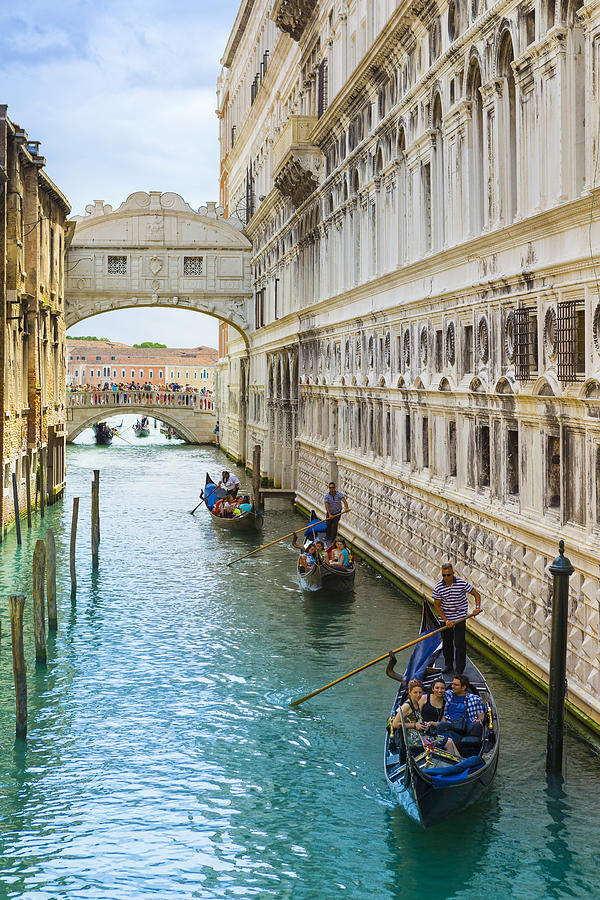 Bridge of Sighs with gondolas Photograph by Syolacan