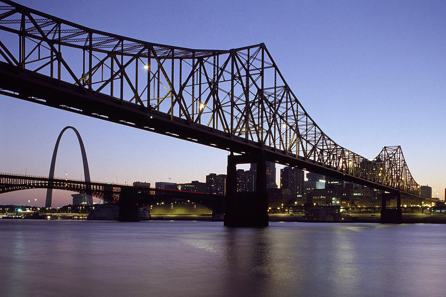 Bridge on Mississippi river in St Louis Photograph by Andrea Pistolesi