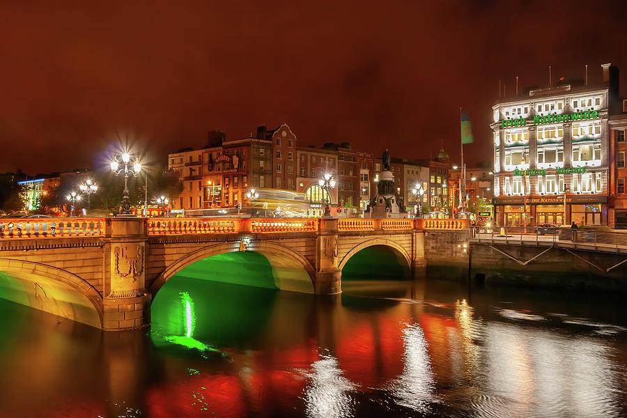 Bridge on River Liffey in Dublin at Night Photograph by Artur Bogacki