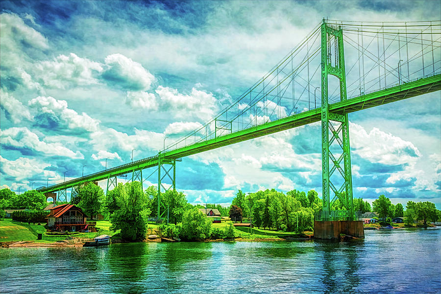 Bridge on St.Laurent River at Thousand Islands Digital Art by Tatiana Travelways
