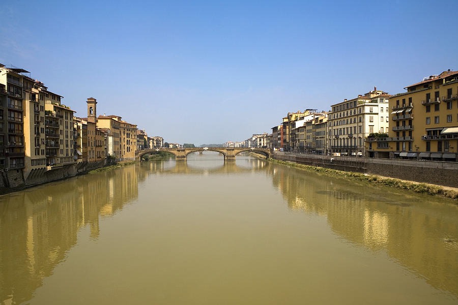 Bridge over a river, Ponte Alle Grazie, Arno River, Florence, Tuscany, Italy Photograph by Glowimages