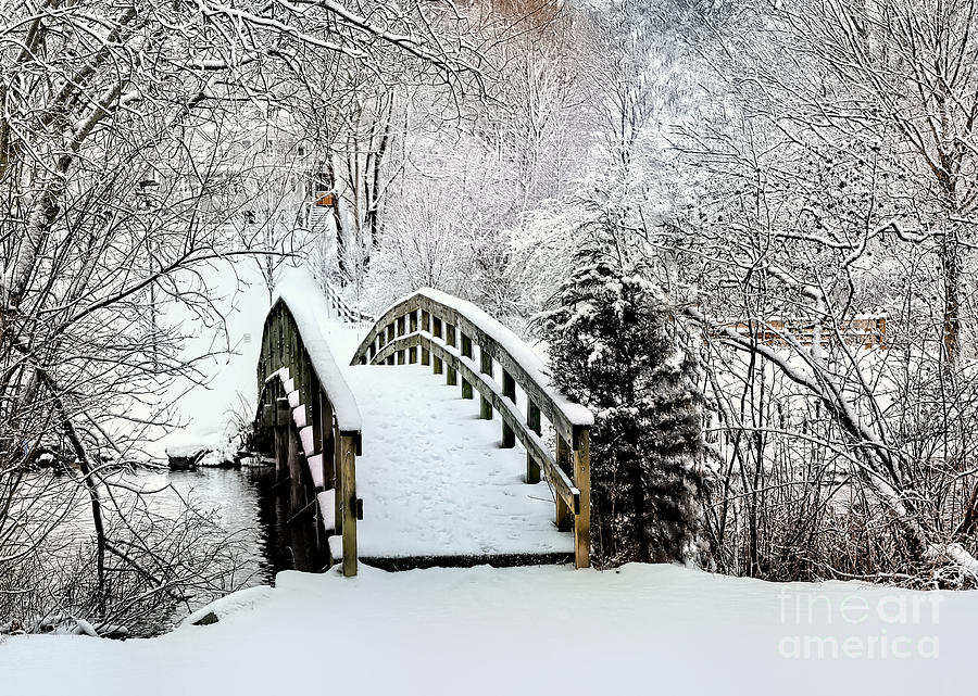 Bridge over Jenney Pond in Winter  Photograph by Janice Drew