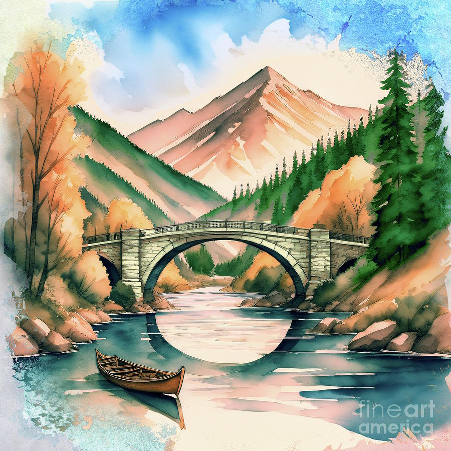 Bridge over the river - AI Digital Art by Jerzy Czyz