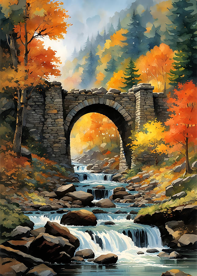 Bridge over the Waterfall Digital Art by Greg Joens