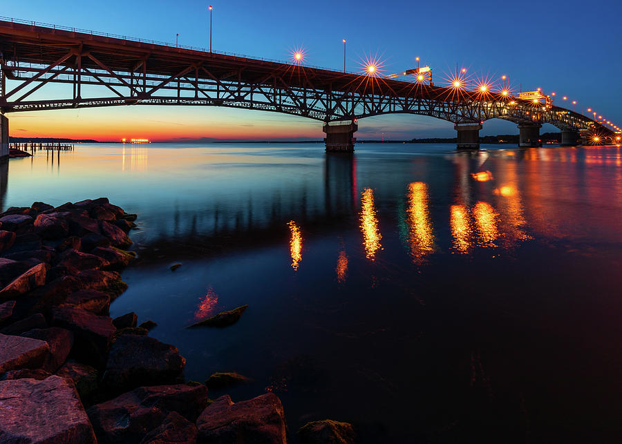 Bridge Over the York River at Dusk Photograph by Rachel Morrison