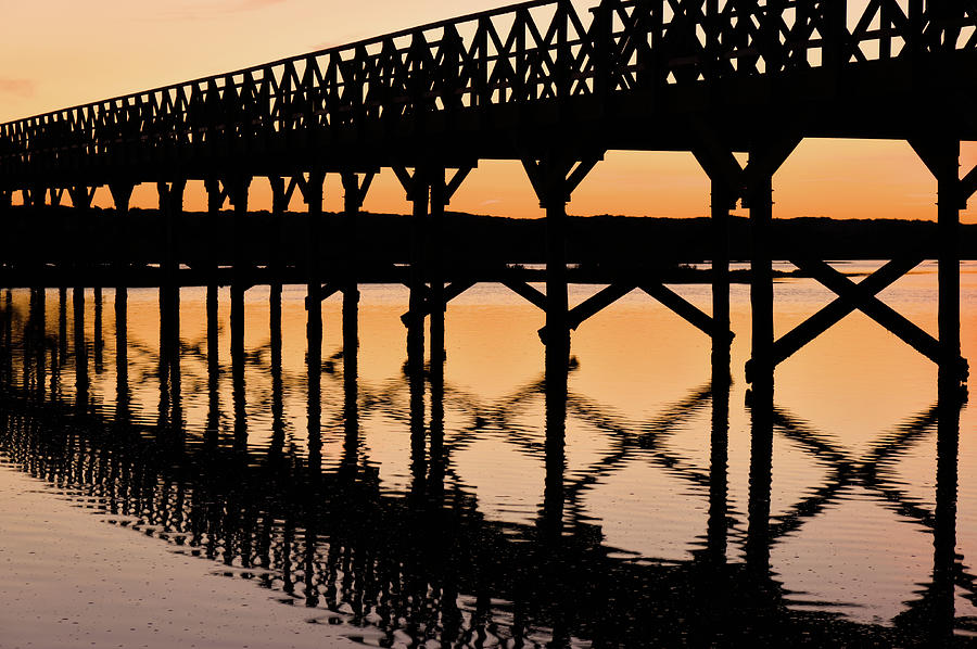 Bridge silhouette at dusk in Quinta do Lago Photograph by Angelo DeVal