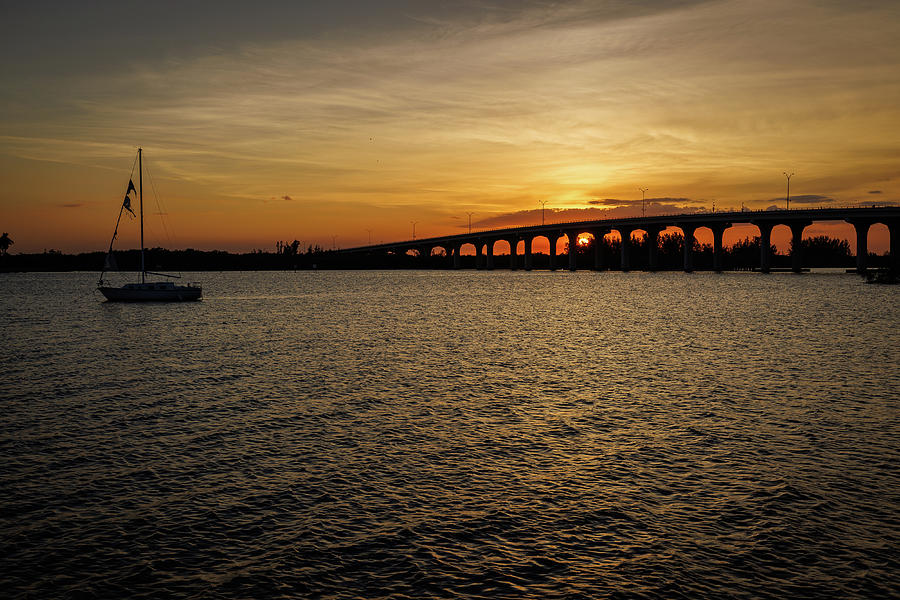 Bridge Sunset Photograph by Les Greenwood