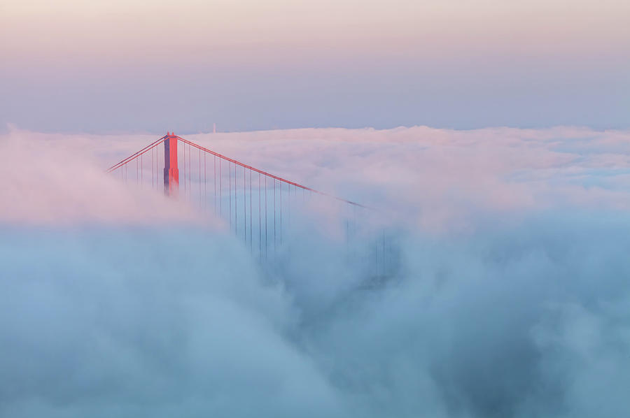 Bridge Tower In Fog Photograph by Jonathan Nguyen