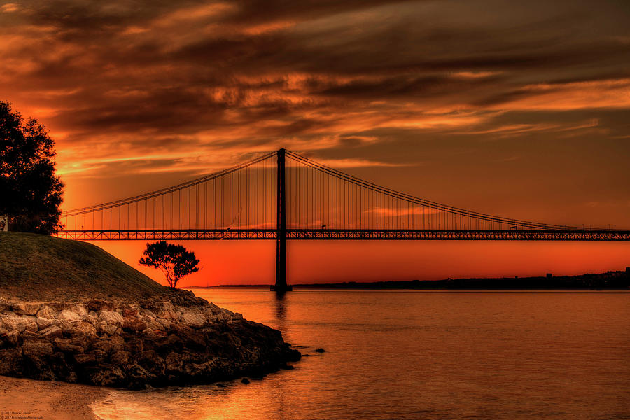 Bridge Under Sunset Sky - 2 - HDR Photograph by Hany J