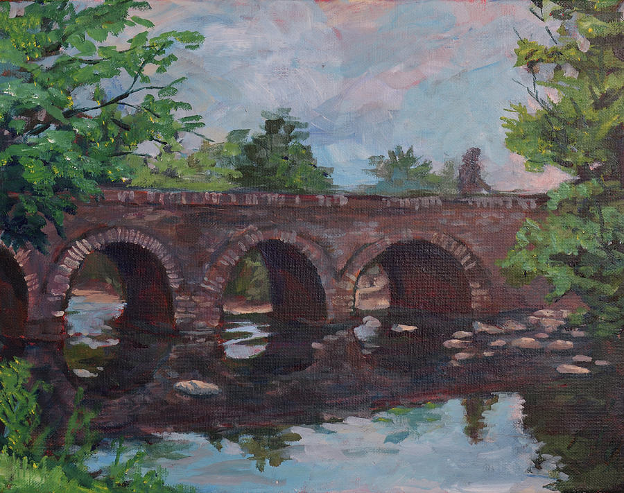 Bridge with Bonnie Painting by David Dorrell