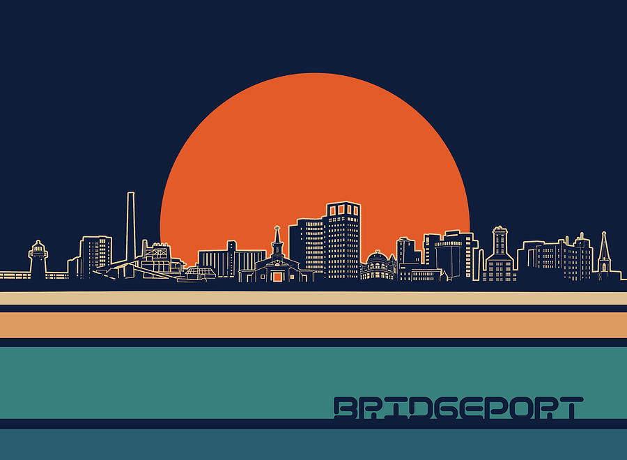 Bridgeport Skyline Retro 3 Digital Art