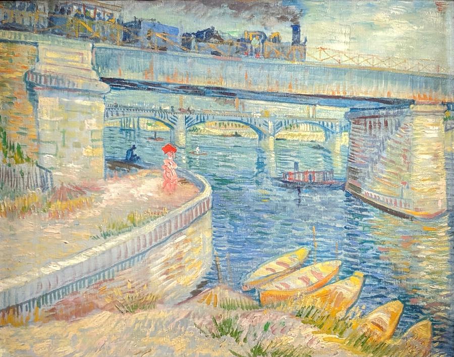 Bridges across the Seine at Asnieres Painting by Vincent van Gogh - Pixels