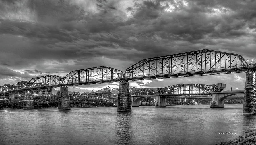 Bridges of Chattanooga BW 8 Walnut Street Pedestrian Bridge John Chief Ross Bridge Architectural Art Photograph by Reid Callaway