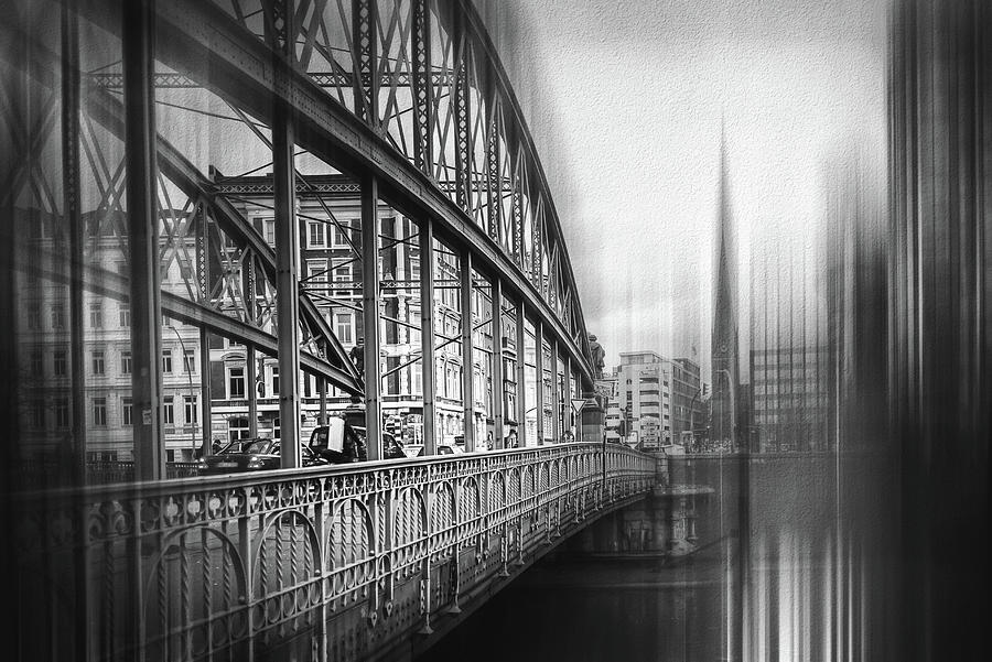 Bridges of Speicherstadt Hamburg Germany Black and White  Photograph by Carol Japp