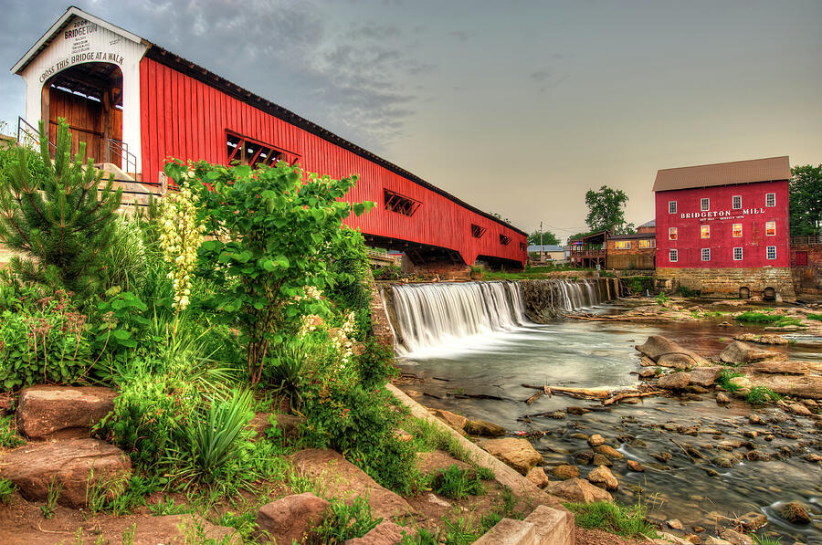 Bridgeton Mill and Covered Bridge Photograph by Gregory Ballos