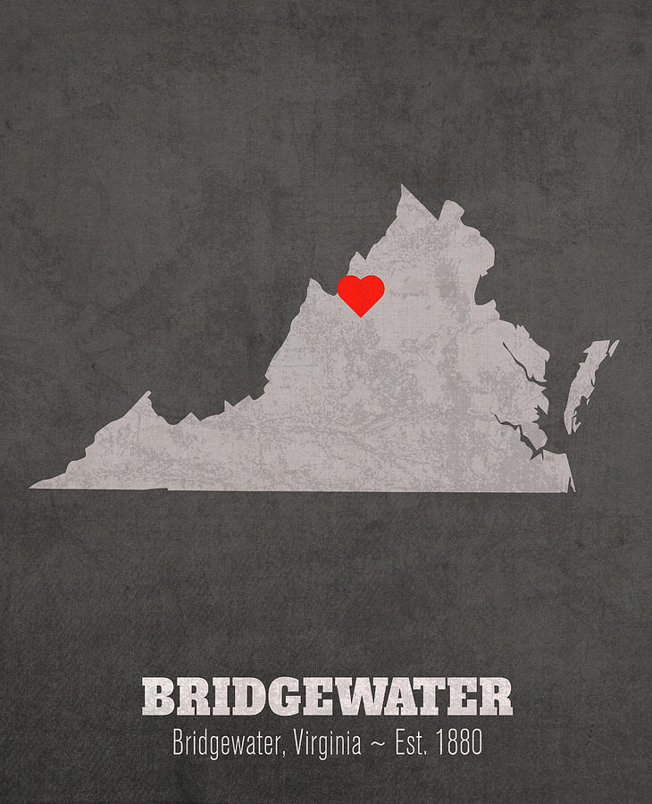 Map Mixed Media - Bridgewater College Bridgewater Virginia Founded Date Heart Map by Design Turnpike