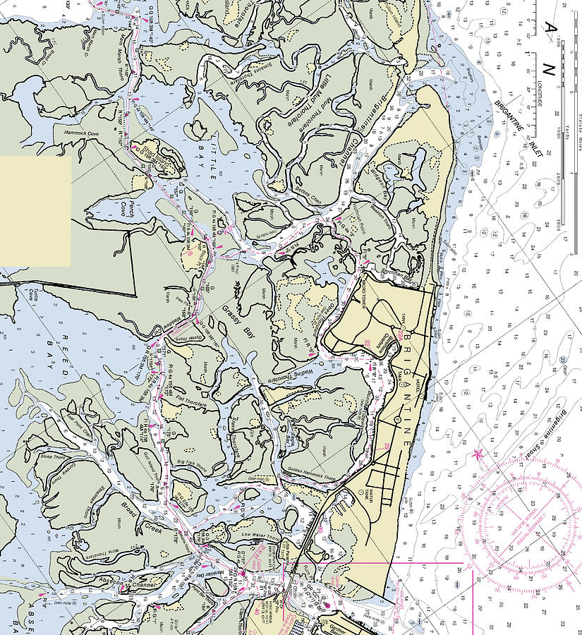 Brigantine New Jersey Nautical Chart Digital Art by Sea Koast