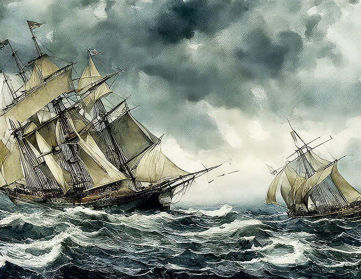 Boat Digital Art - Brigantine Ship ... by Judy Foote-Belleci