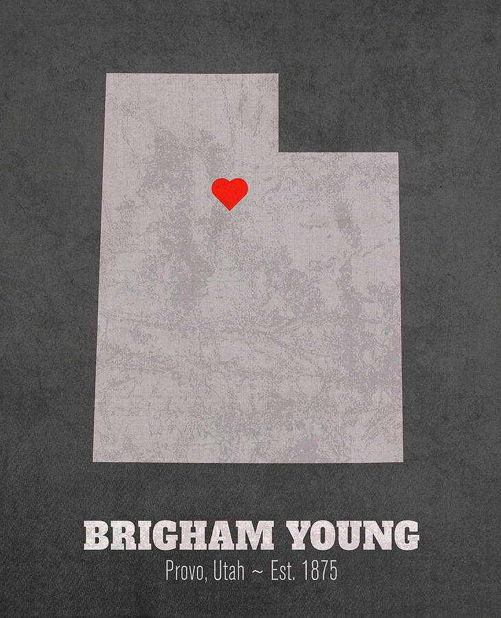 Brigham Young University Provo Utah Founded Date Heart Map Mixed Media By Design Turnpike Fine 7315