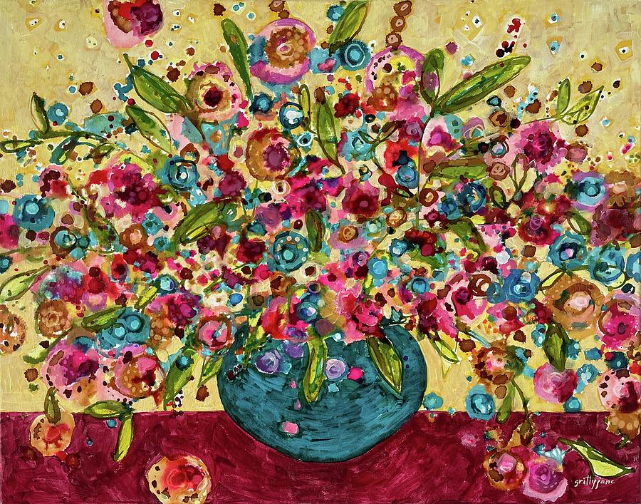 Bright and Bold Abstract Floral Painting by Jane Spakowsky - Fine Art ...