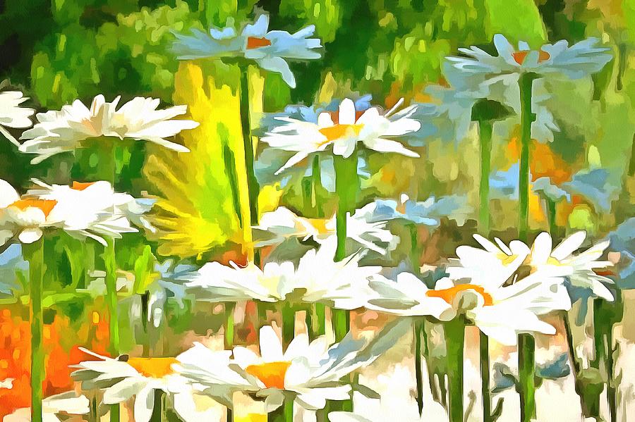 Bright and Colorful Pop Art Daisies v7 Painting by Taiche Acrylic Art