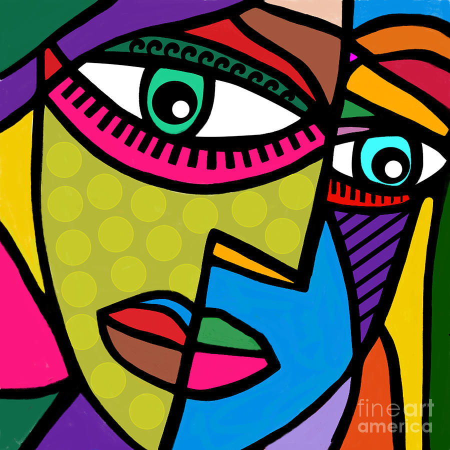 Bright Abstract Art Face Digital Art by Janine Antulov - Fine Art America