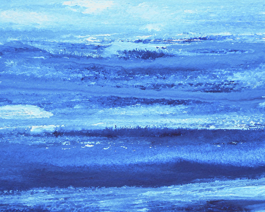 Bright Blue Peaceful Sea And Sky Abstract Landscape Contemporary Art Decor  Painting by Irina Sztukowski