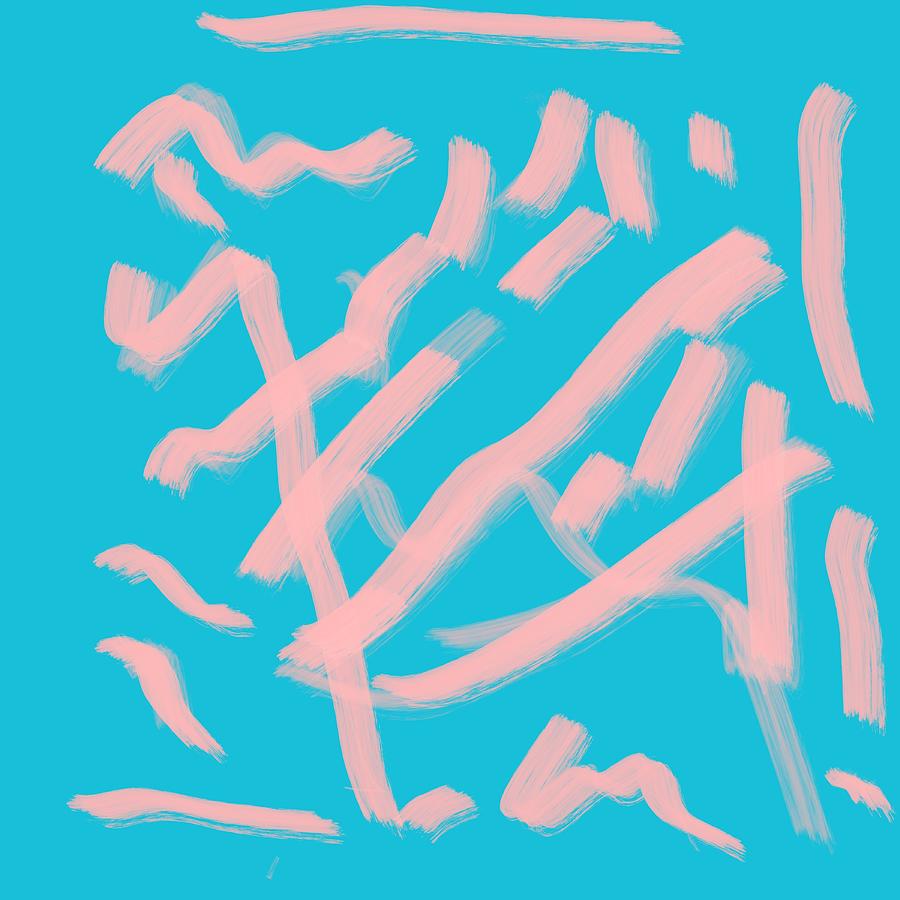 Bright Blue with Pink Squiggle Digital Art by Aisha Isabelle