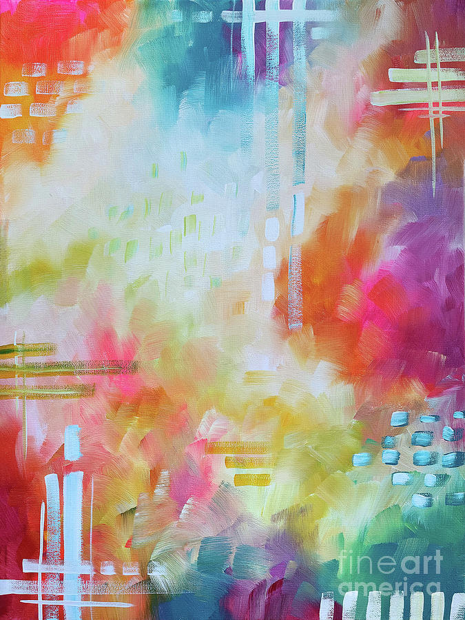 Bright, Colorful Abstract Rainbow Colors Original Painting, Rich Vibrant Prints Painting by Megan Aroon
