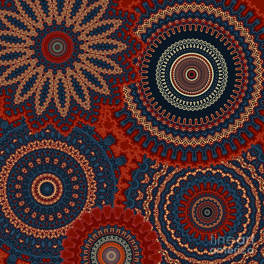 Bright Colorful Multi Mandala Digital Art