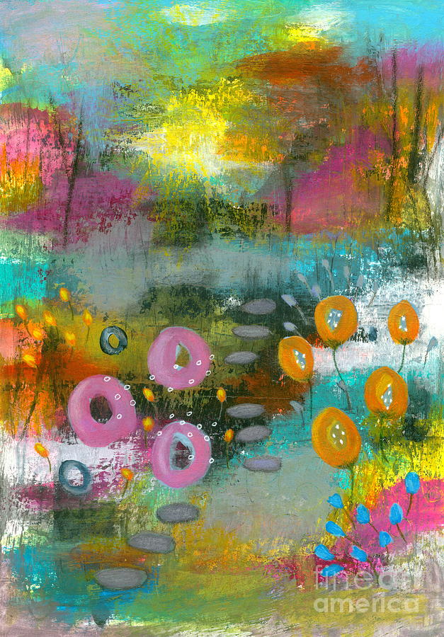 Abstract Flowers Painting - Bright Curiosity 1 Abstract Landscape by Itaya Lightbourne Abstract Flowers Painting - Bright Curiosity 1 Abstract Landscape by Itaya Lightbourne