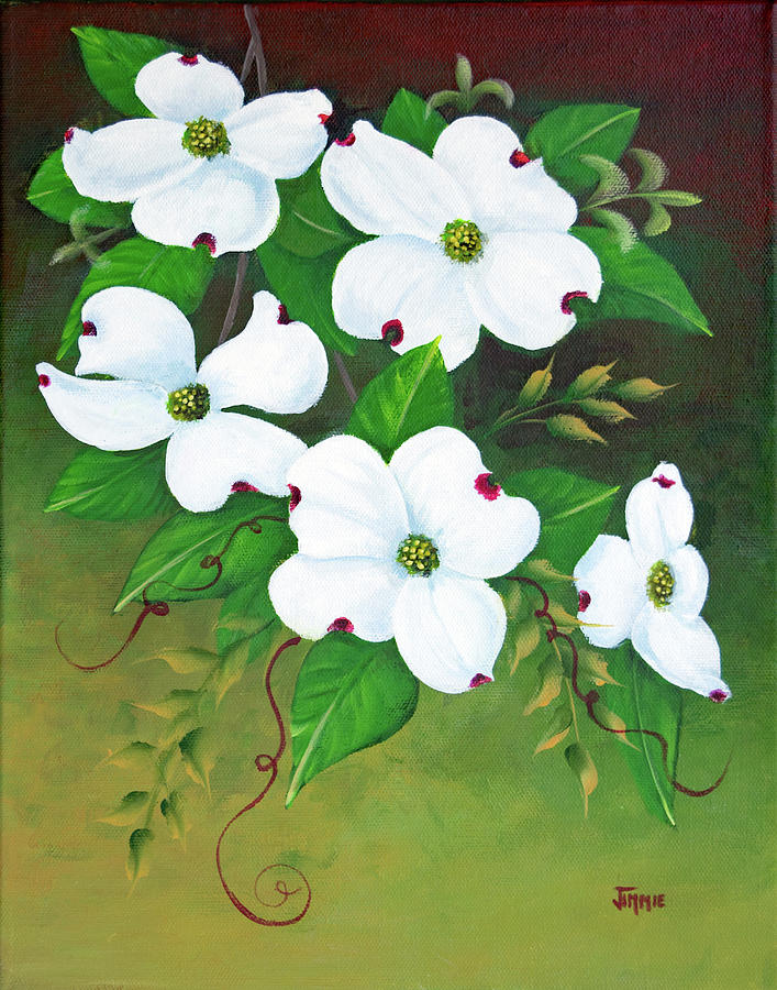 Bright Dogwood Blossoms Painting by Jimmie Bartlett