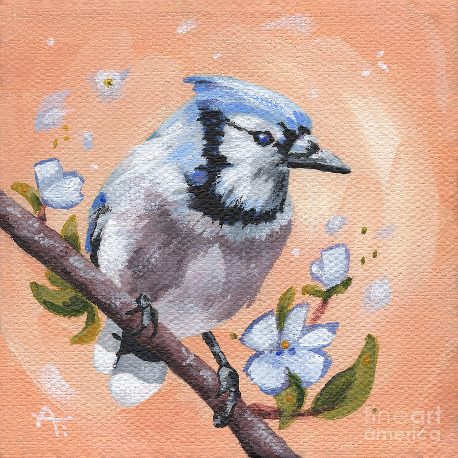 Bright Eyed - Blue Jay Painting Painting by Annie Troe