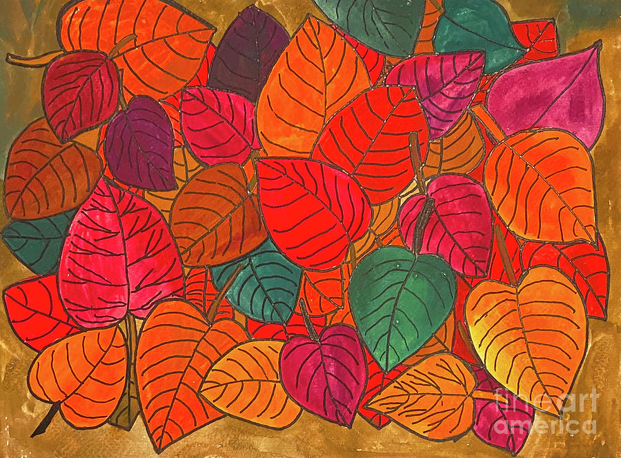 Bright Fall Leaves Mixed Media by Lisa Neuman