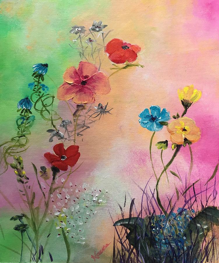 Bright Flowers Painting by Deborah Naves
