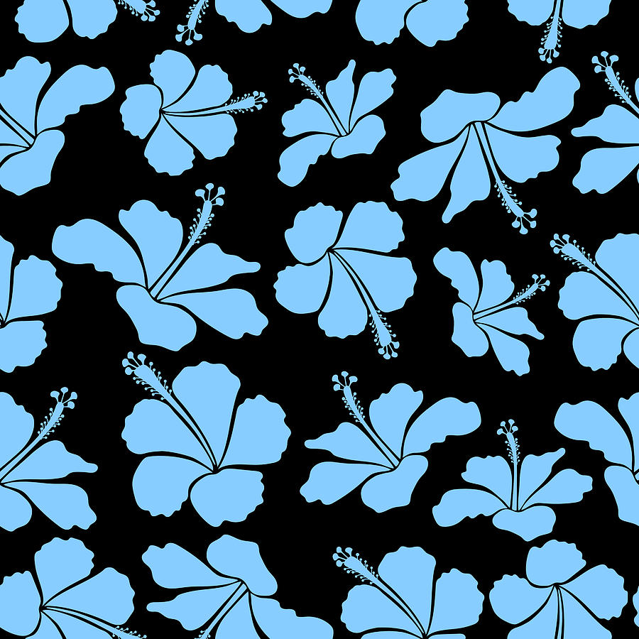 Bright hawaiian seamless pattern with tropical hibiscus flowers on ...