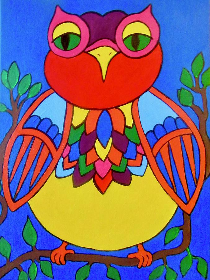 Bright Night Owl #2 Painting by Stephanie Moore