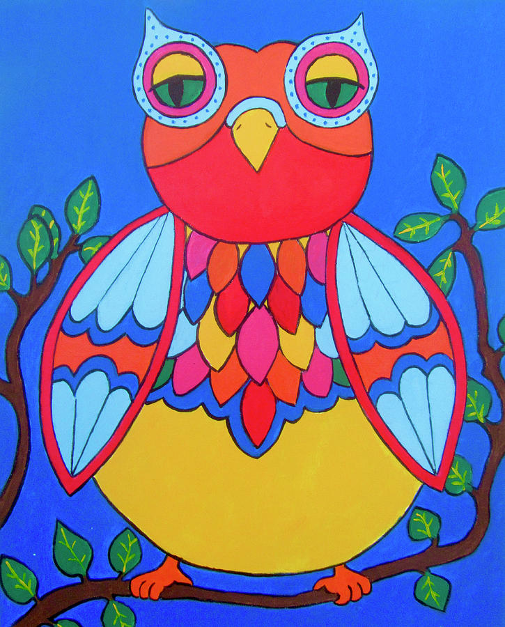 Bright Night Owl Painting by Stephanie Moore