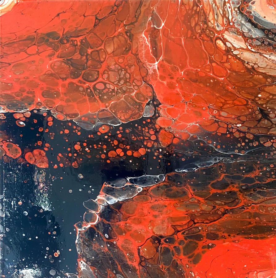 Bright Orange and Black Acrylic Pour Mixed Media by Nicole Carpenter ...