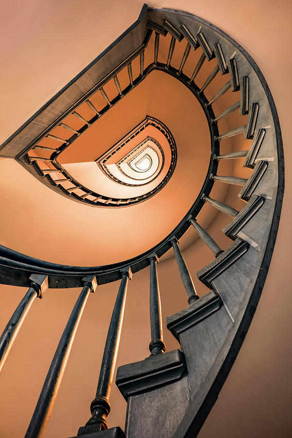 Bright orange staircase Photograph by Jaroslaw Blaminsky