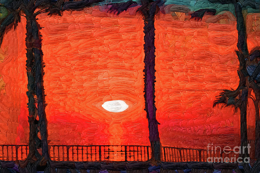 Bright Orange Tropical Sunset Digital Art by Kirt Tisdale