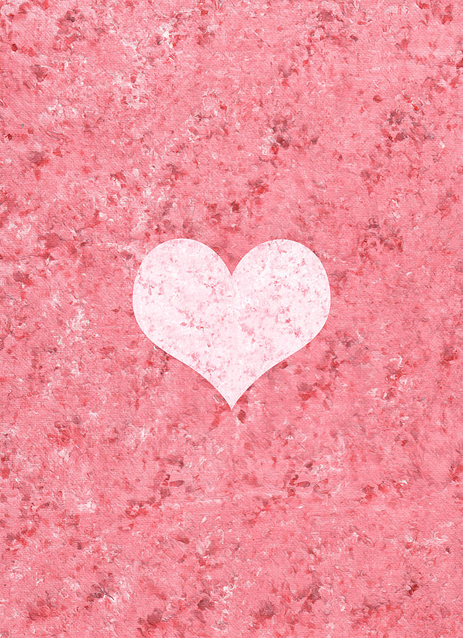Bright Pale Pink Heart on Dark Pink Coral Background Painting by ...