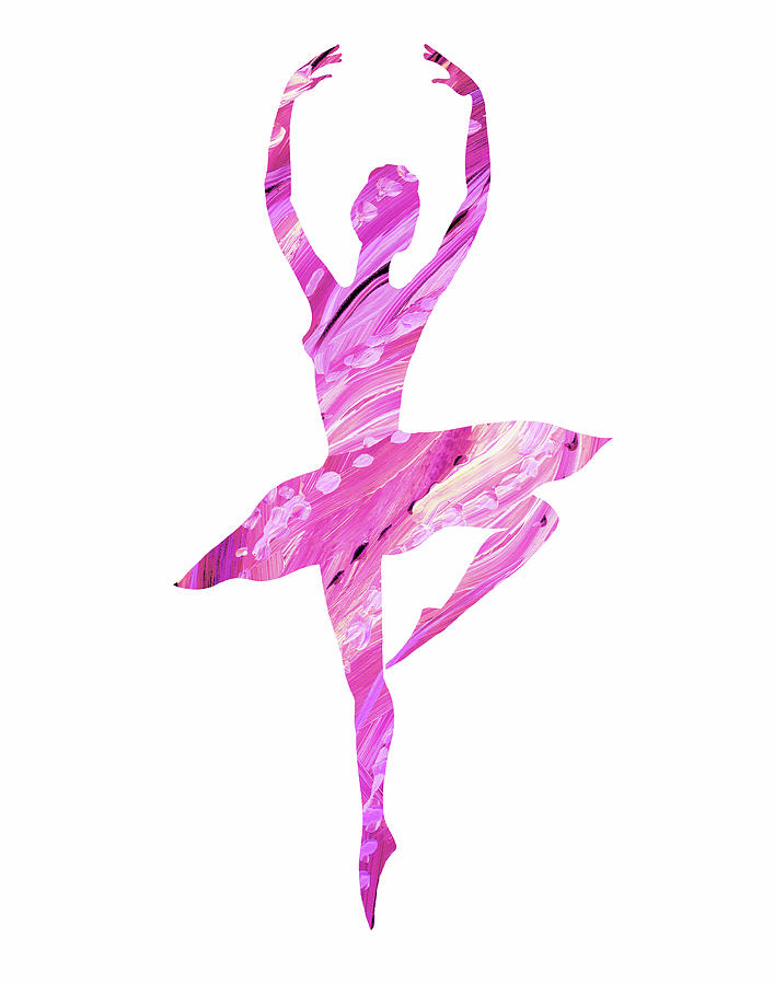 Bright Pink Ballerina Silhouette  Painting by Irina Sztukowski