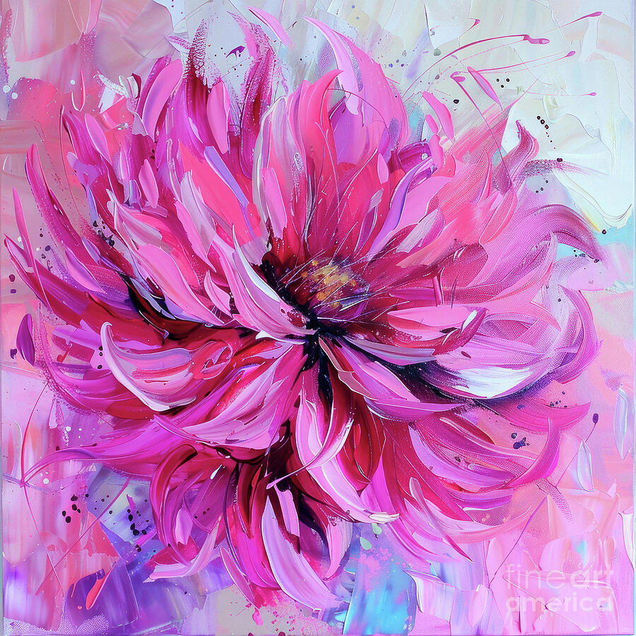 Bright Pink Dahlia Painting by Tina LeCour