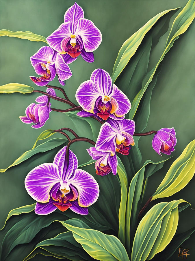 Flower Digital Art - Bright Purple Orchids by Long Shot