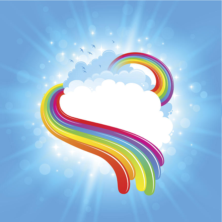 Bright rainbow cloudscape design Drawing by Enjoynz
