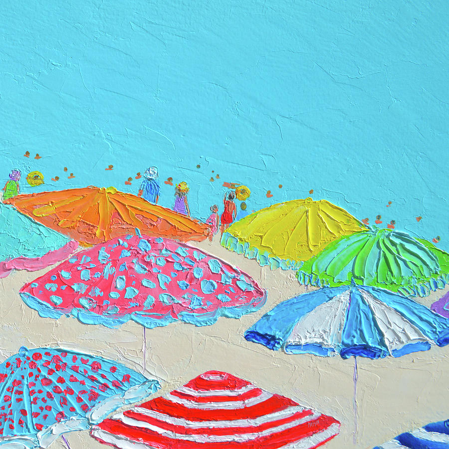 Bright Summers Day - beach scene Painting by Jan Matson