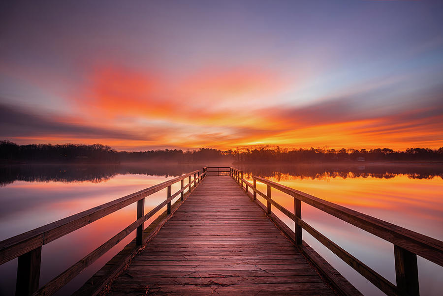 Bright Sunrise With Fog Rolling In Photograph by Jordan Hill